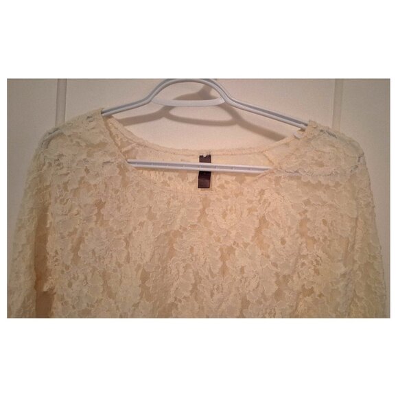 Pale Yellow/Cream Lace Long Sleeve, Denver Hayes, Women's, Large - Picture 3 of 9